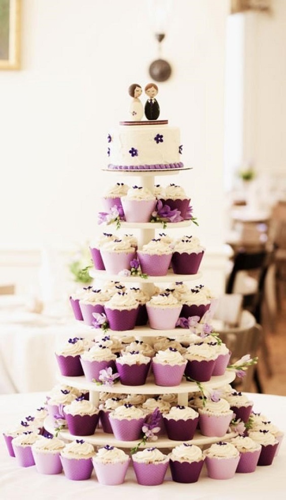 purple and lavender wedding cupcakes for purple and lavender country chic wedding