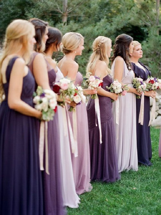 purple bridesmaid dresses for purple and lavender country chic wedding