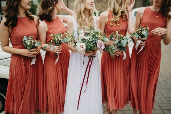 rust wedding bridesmaid dresses for rust and orange country chic wedding