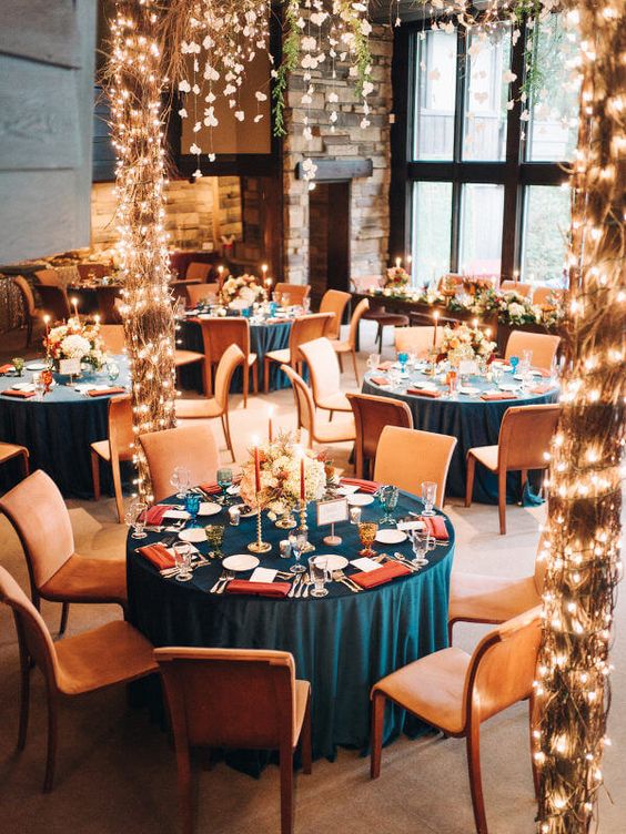 teal and orange wedding tablescapes for teal and orange country chic wedding