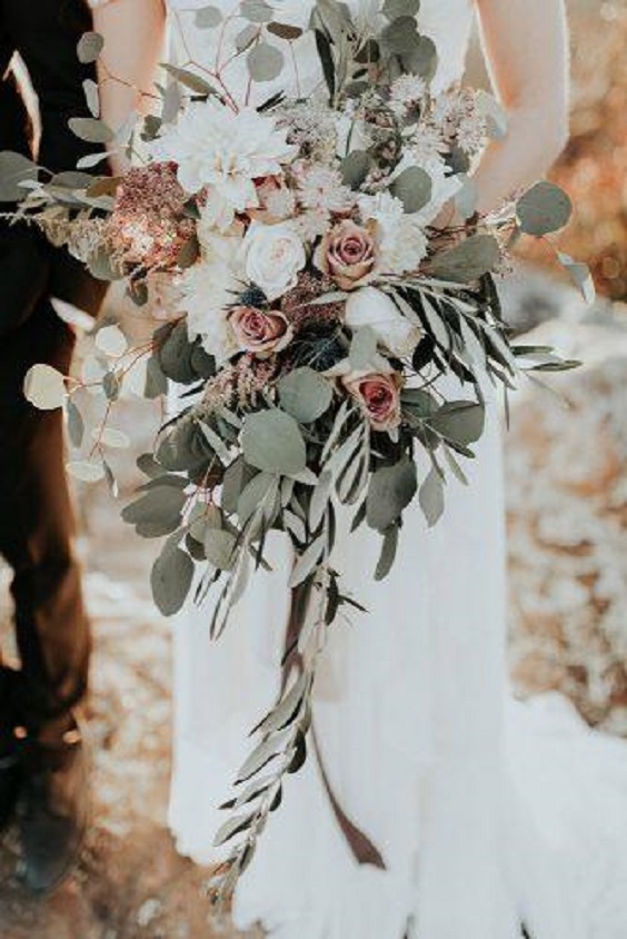 sage green and white bouquets for sage green white boho chic wedding