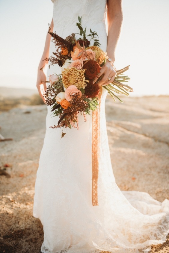 rust and blush bouquets for rust blush boho chic wedding