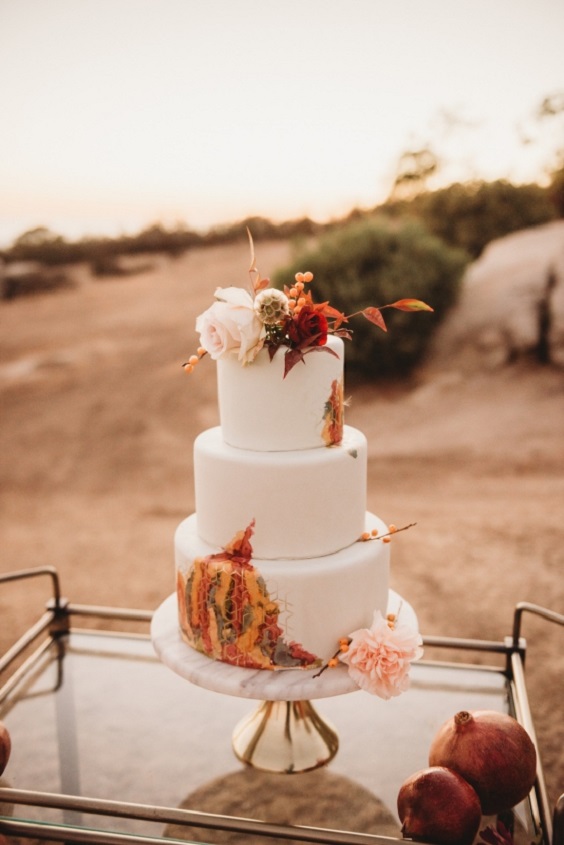 rust and blush wedding cake for rust blush boho chic wedding