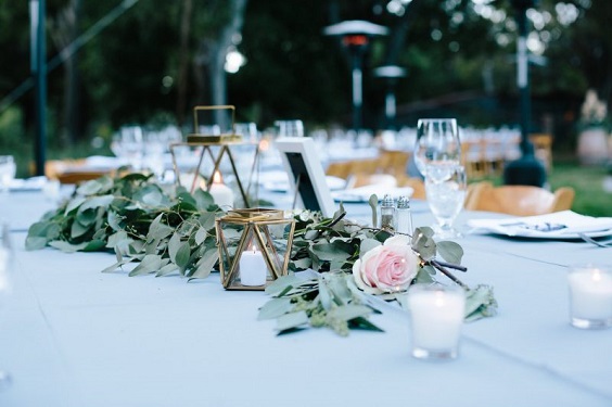 blush table runner for blush blue outdoor october wedding