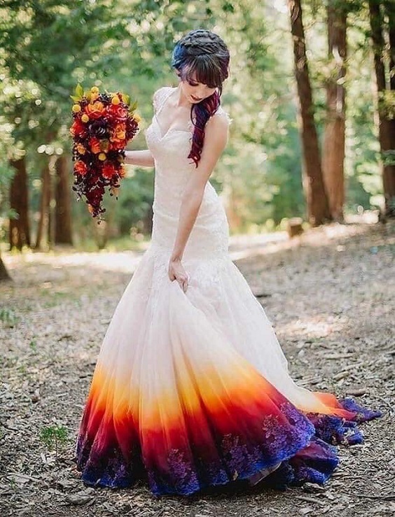 purple orange burgundy bridal gown for purple orange burgundy outdoor october wedding