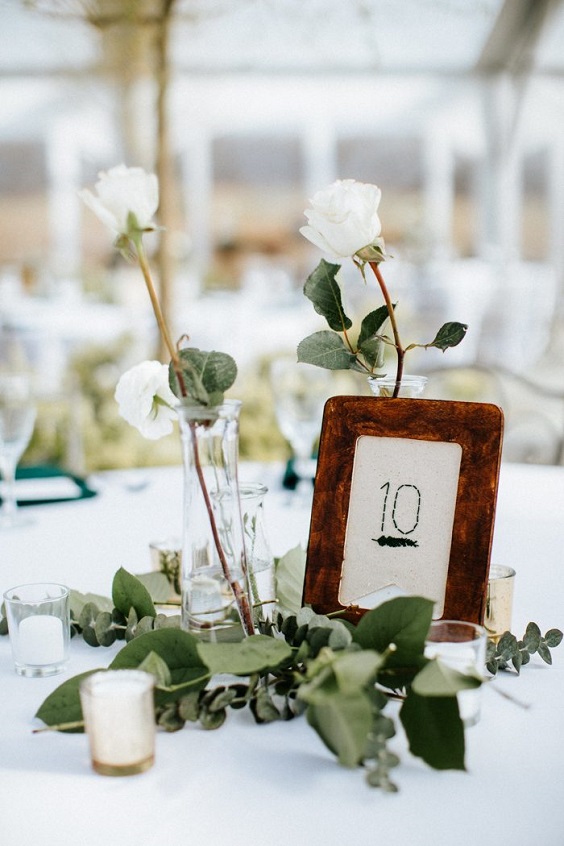 brown table numbers for emerald green brown outdoor october wedding