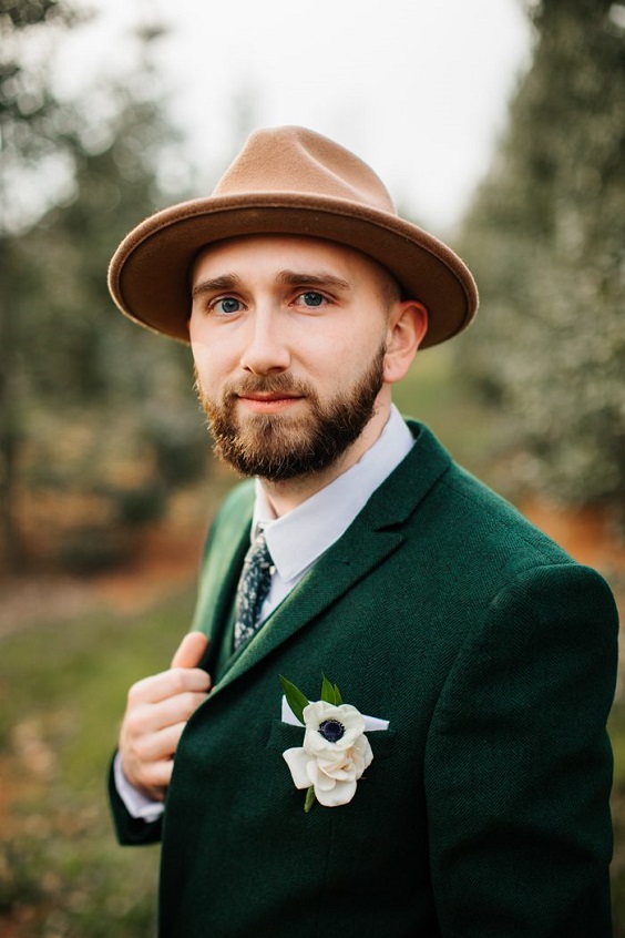 emerald green men suit brown hat for emerald green brown outdoor october wedding