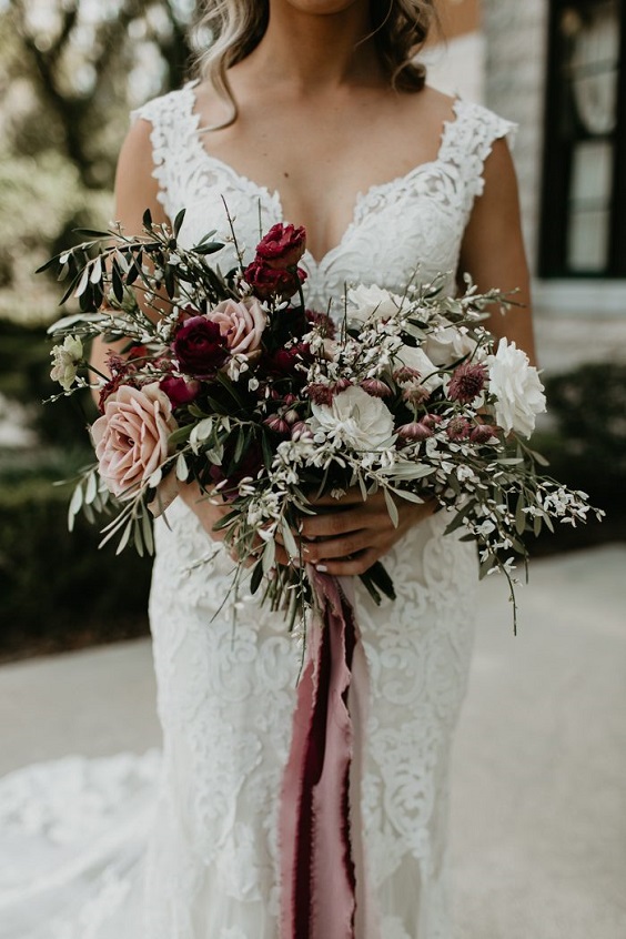 dusty rose and wine bouquets for dusty rose wine outdoor october wedding