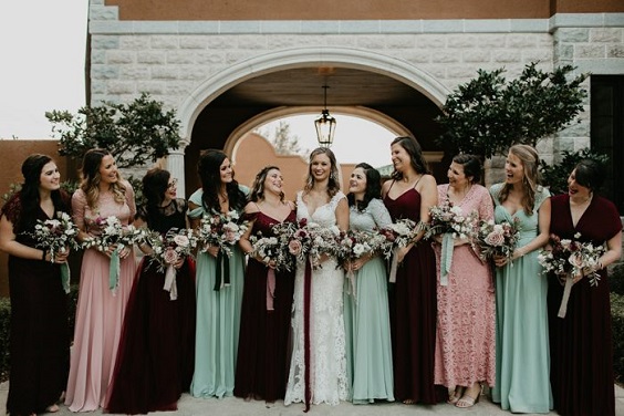 dusty rose and wine bridesmaid dresses for dusty rose wine outdoor october wedding