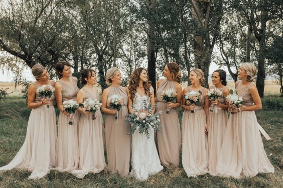 Colors Wedding Champagne and Salmon Outdoor October Wedding