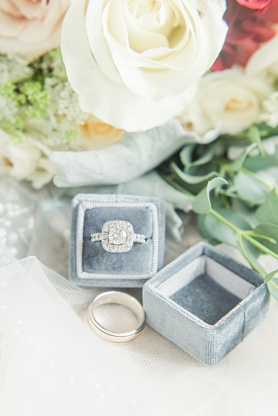 gray ring box for gray blue red outdoor october wedding