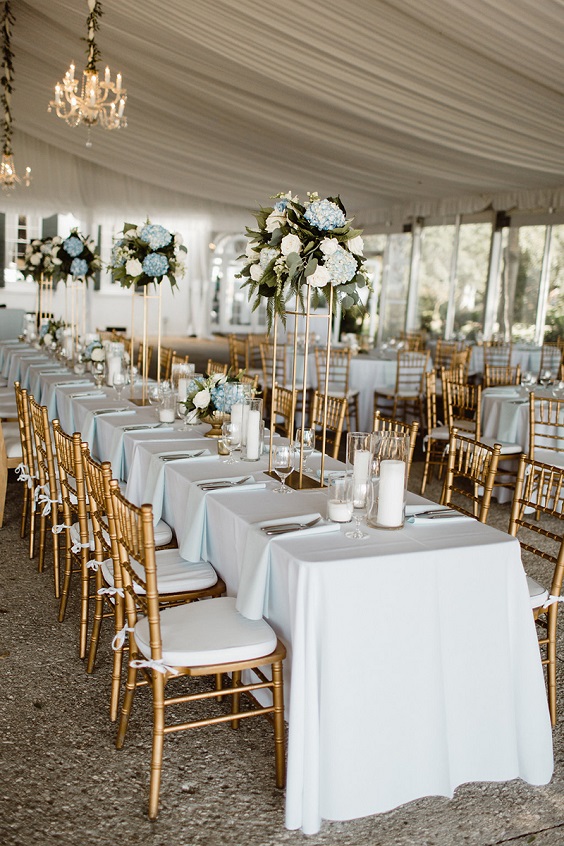 gold wedding chairs and light blue green table decorations for gold light blue green rustic elegant wedding