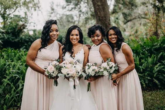 Navy and blush bridesmaid dresses deals