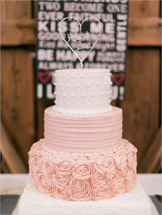 light pink and white wedding cake for white barn wedding colors white and light pink