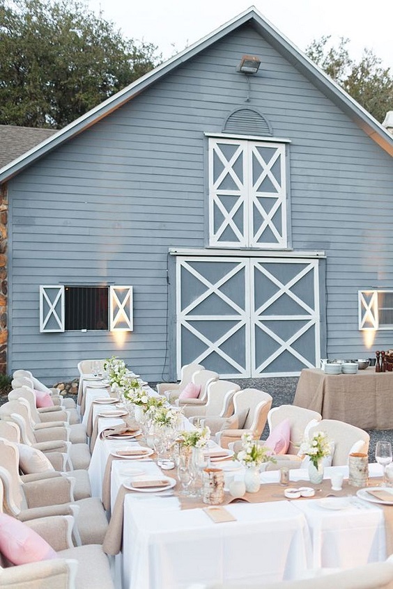 slate blue barn white and blush table setting for white barn wedding colors white slate blue and blush