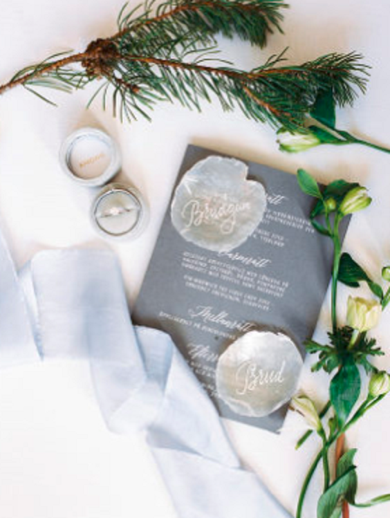 grey wedding invitations for grey outdoor winter wedding