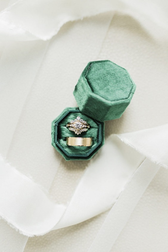 emerald green wedding ring box for winter wonderland wedding color emerald green and black