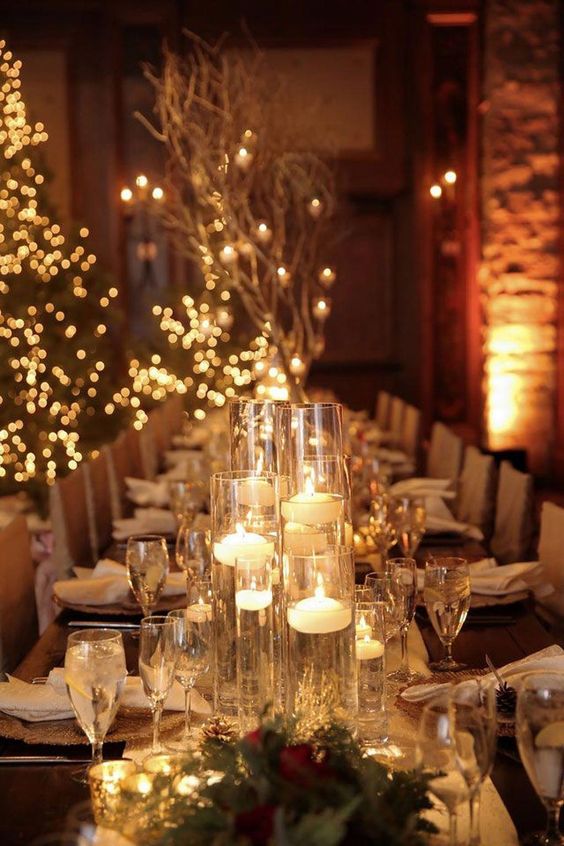 gold winter wedding centerpieces for winter wonderland wedding color gold and brown