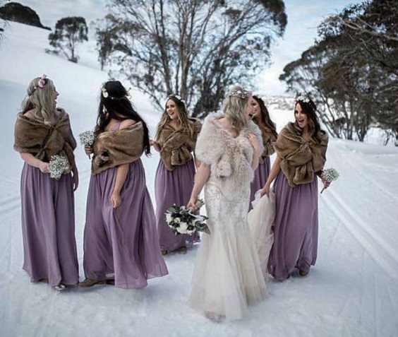 purple bridesmaid dresses for winter wonderland wedding color purple and lavender