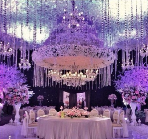 purple chanderlier wedding decoration for winter wonderland wedding color purple nd lavender