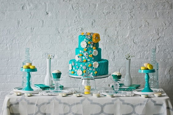 teal blue yellow wedding cake for teal blue yellow blue and yellow wedding