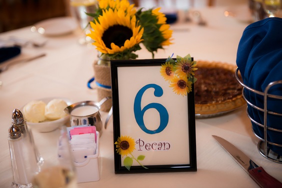 royal blue table numbers yellow centerpiece for royal blue yellow blue and yellow wedding