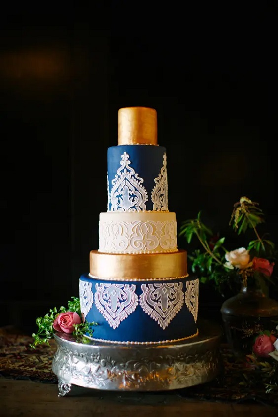 navy blue and gold wedding cake for navy blue gold blue and yellow wedding