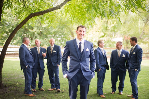 blue men suit for rustic blue and yellow wedding