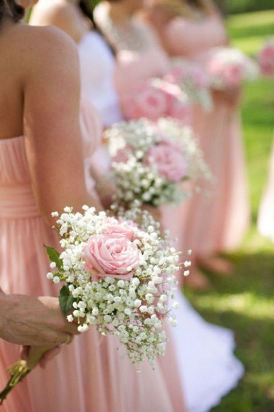 blush bridesmaid dresses with dusty rose bouquets for blush and dusty rose vintage rose wedding