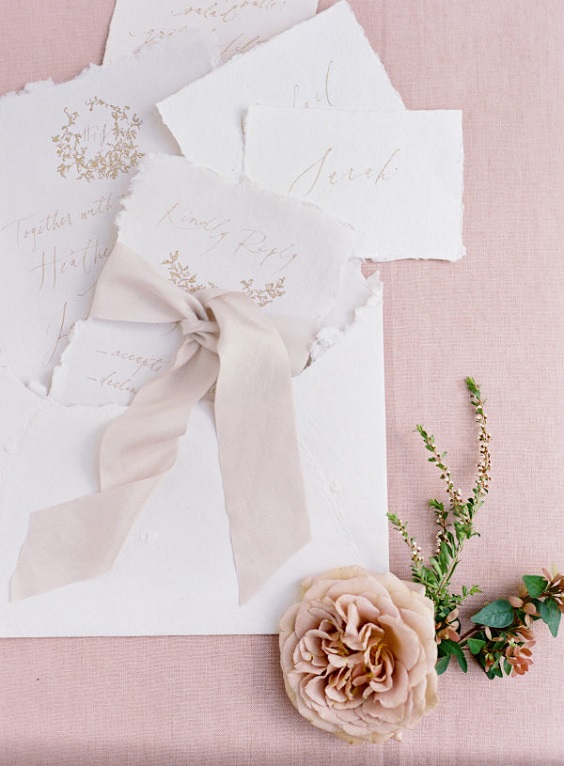 blush wedding invitation with dusty rose flower for blush and dusty rose vintage rose wedding
