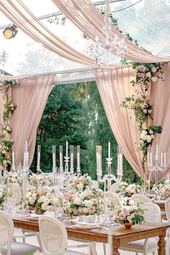 blush wedding table setting with dusty rose flowers decorations for blush and dusty rose vintage rose wedding