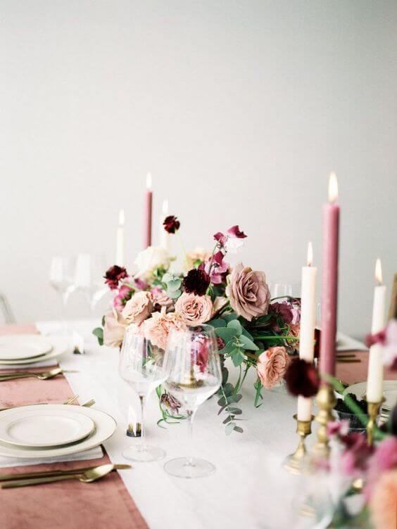 dusty rose wedding table candles and burgundy table centerpieces for dusty rose and burgundy vintage rose wedding