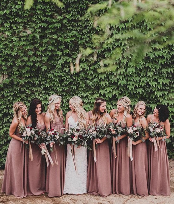 dusty rose bridesmaid dresses with greenery for dusty rose and greenery vintage rose wedding