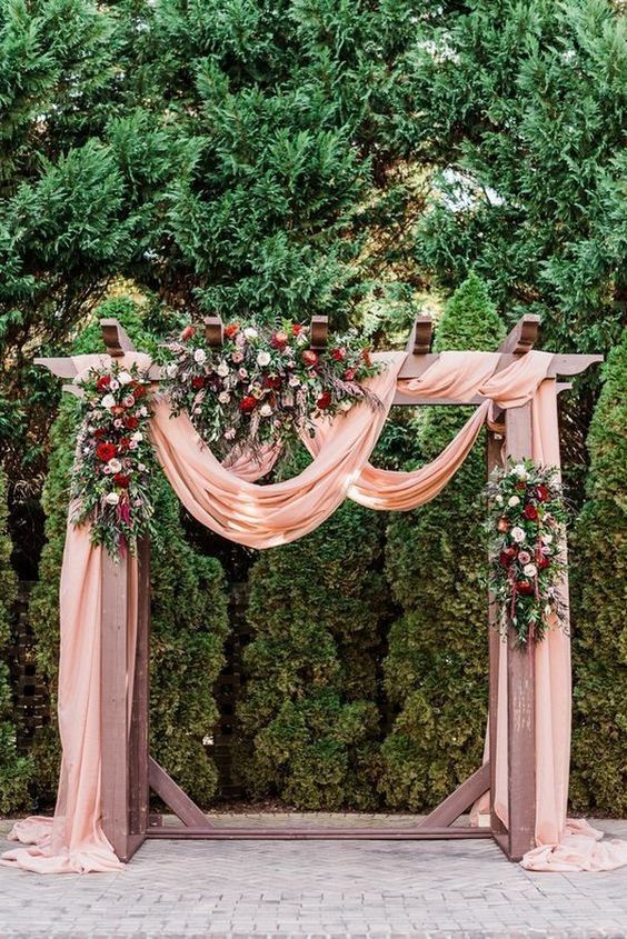 dusty rose wedding ceremony arch with greenery for dusty rose and greenery vintage rose wedding