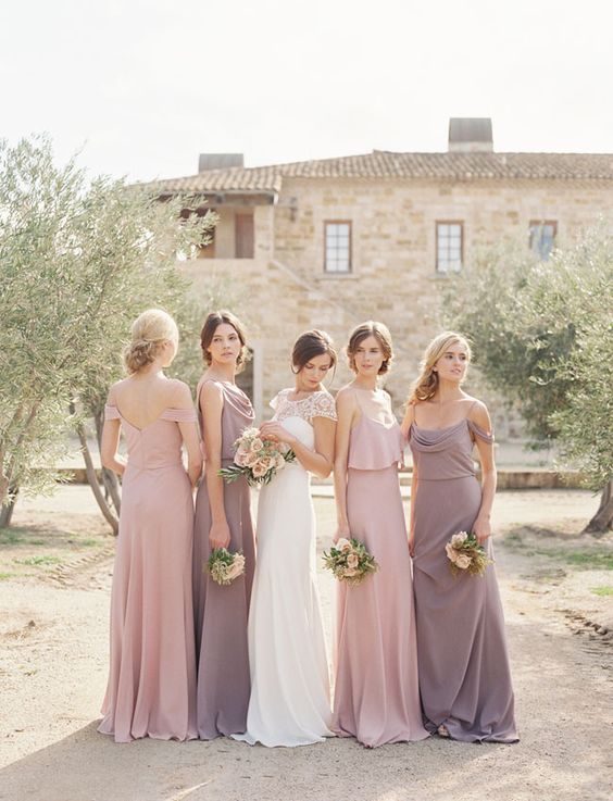 dusty rose and mauve bridesmaid dresses for dusty rose and mauve vintage rose wedding
