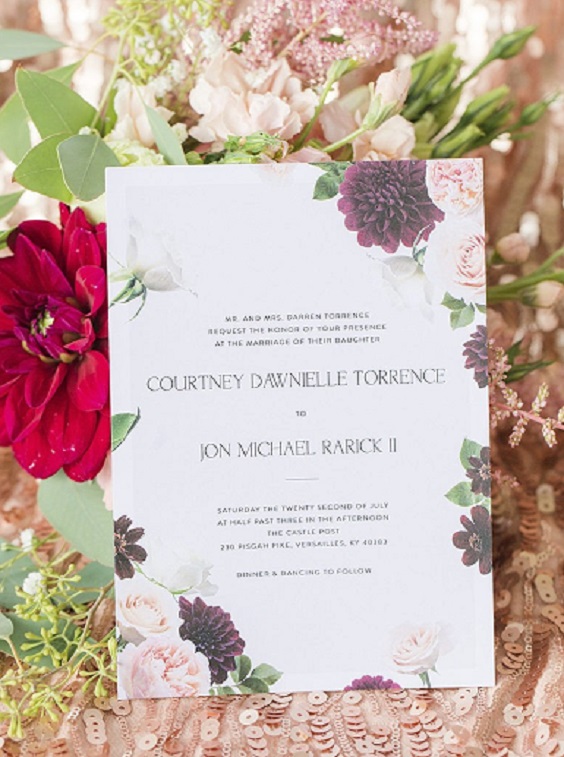 burgundy pink wedding invitaions for burgundy pink rose gold and burgundy wedding