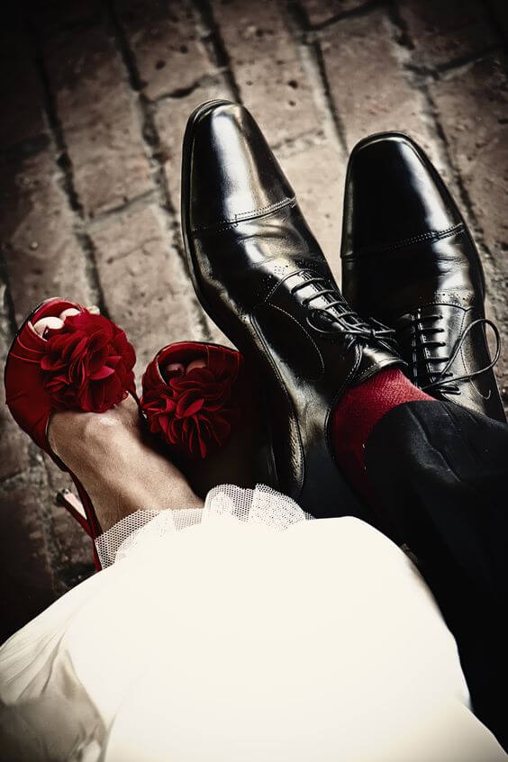 red and black wedding shoes and red socks for black red and white wedding