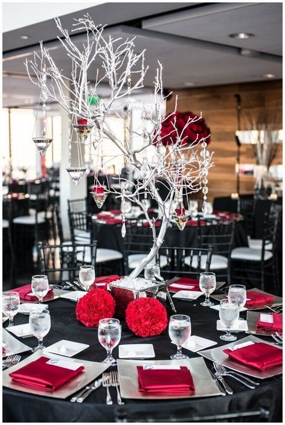 white and red and black wedding tablescapes for black red and white wedding