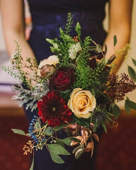 navy dress and maroon and yellow bouquet for maroon and navy wedding colors maroon navy and copper