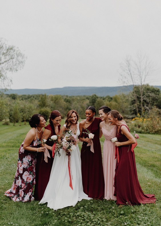 Maroon and gold bridesmaid dress outlet