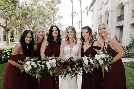 burgundy bridesmaid dresses white bridal gown for burgundy and navy wedding color summer