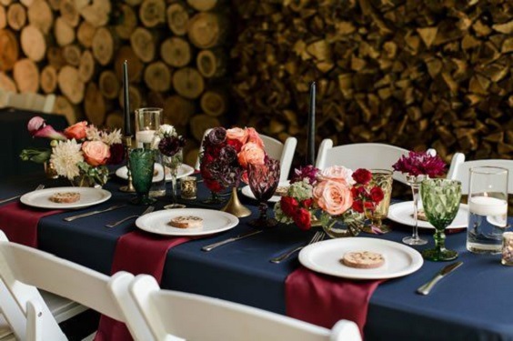 navy blue wedding tablecloth burgundy napkin for burgundy and navy wedding color winter