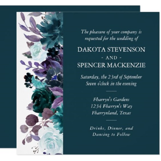 dark teal and purple invitations for dark teal purple teal and purple wedding
