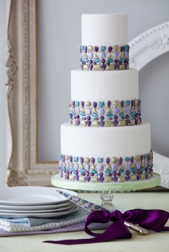 teal and purple wedding cake for elegant teal and purple wedding
