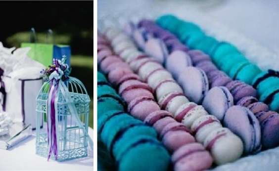 teal and purple wedding ceremony decoration macarons for spring teal and purple wedding