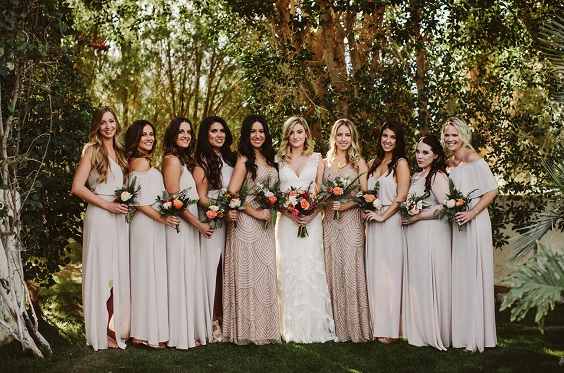 champagne bridesmaid dresses for burgundy and champagne spring wedding
