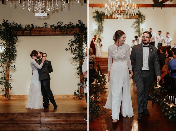 wedding ceremony for burgundy and champagne rustic wedding