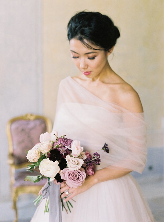 burgundy and white wedding dress