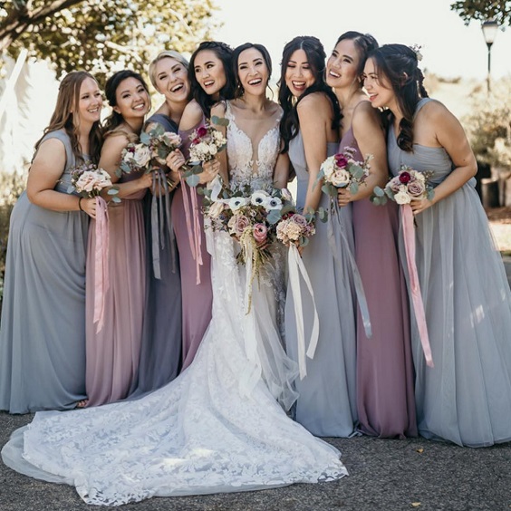 mauve dusty rose bridesmaid dresses