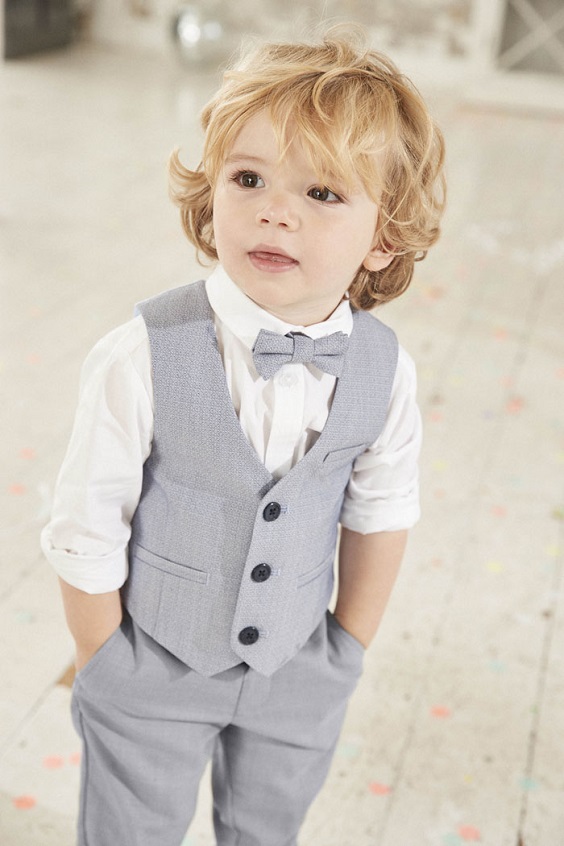 grey ring bearer attire and bow tie for grey mauve and grey wedding